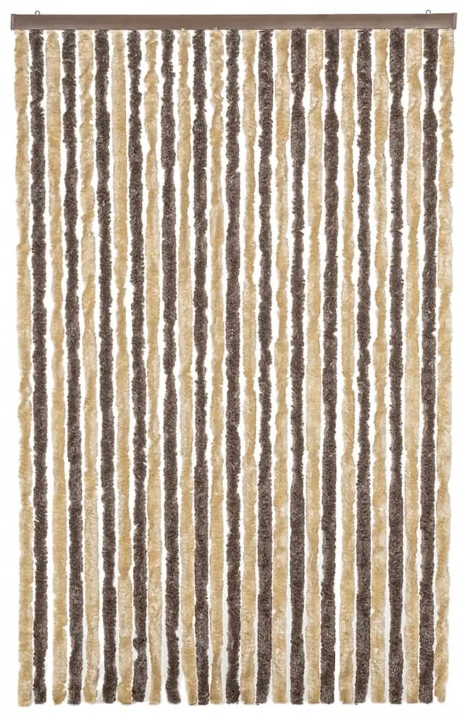 Cortina anti-insetos 118x220 cm chenille castanho-escuro e bege