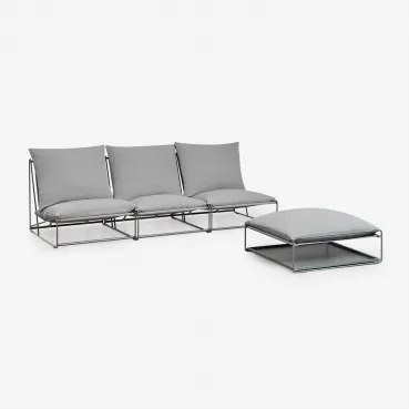 Sofá Modular De Jardim De 3 Peças E Puff Conversível Amaro Cinza - Sklum