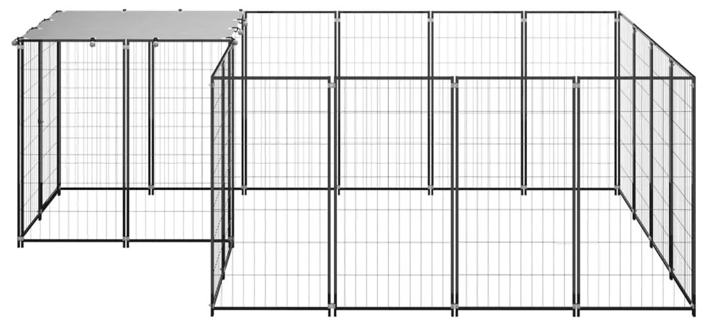 Canil para cães 6,05 m² aço preto