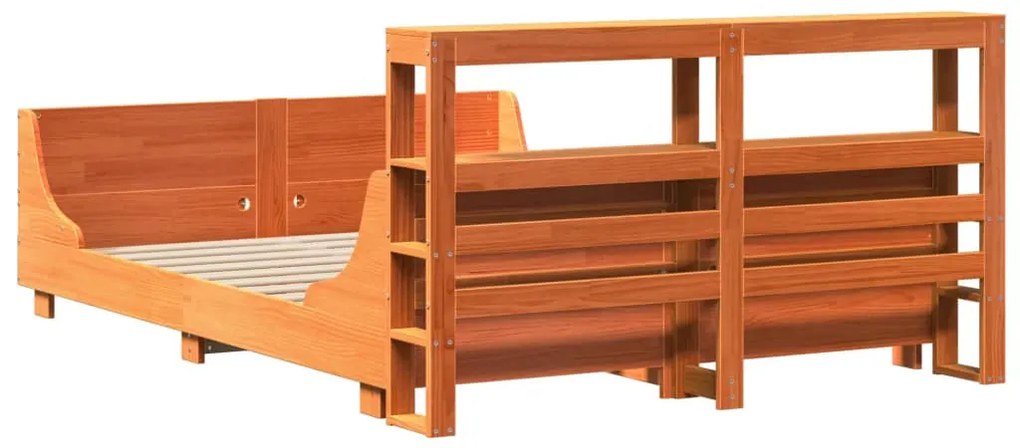 Cama sem colchão 140x190 cm pinho maciço castanho-mel