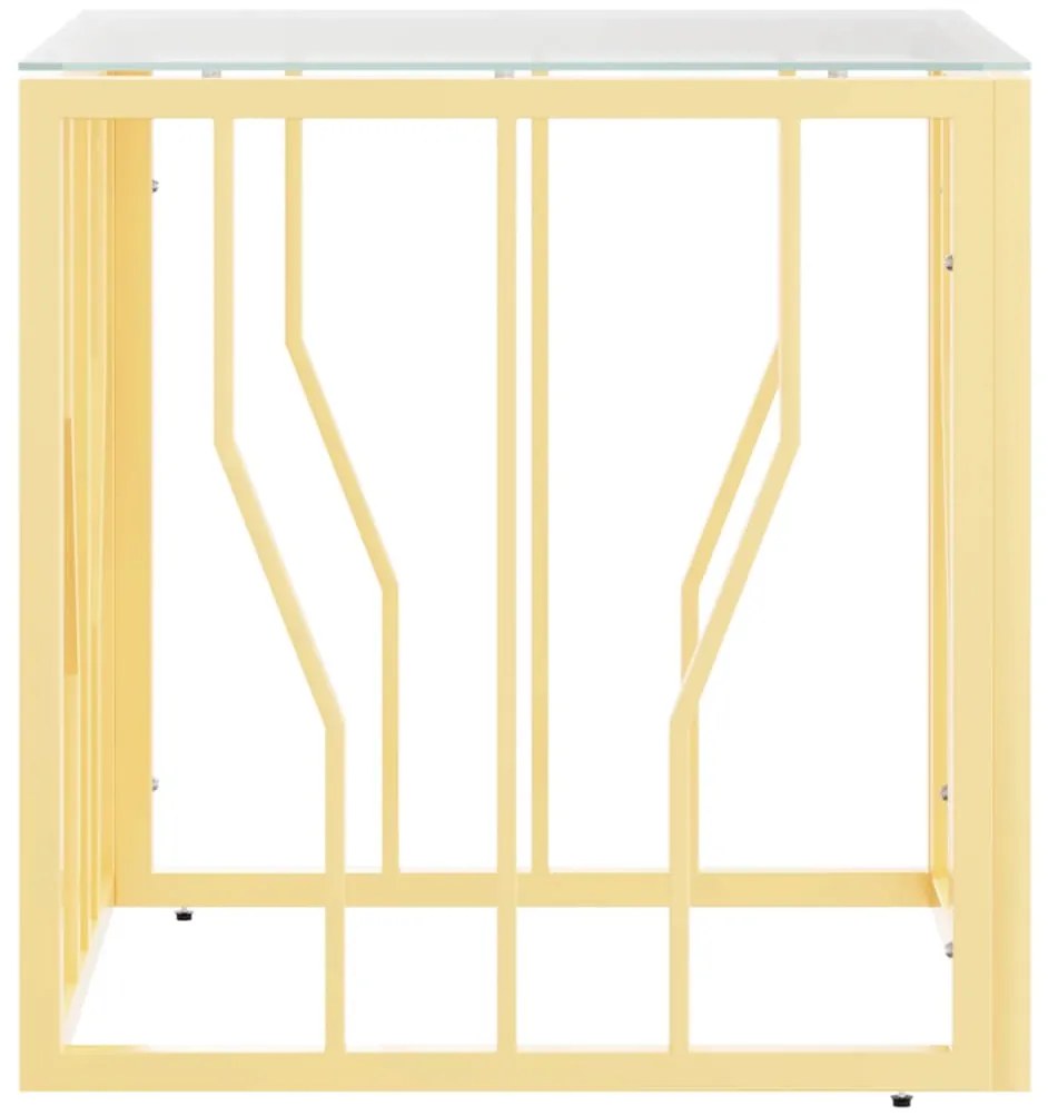 Mesa de centro 50x50x50 cm aço inoxidável e vidro dourado