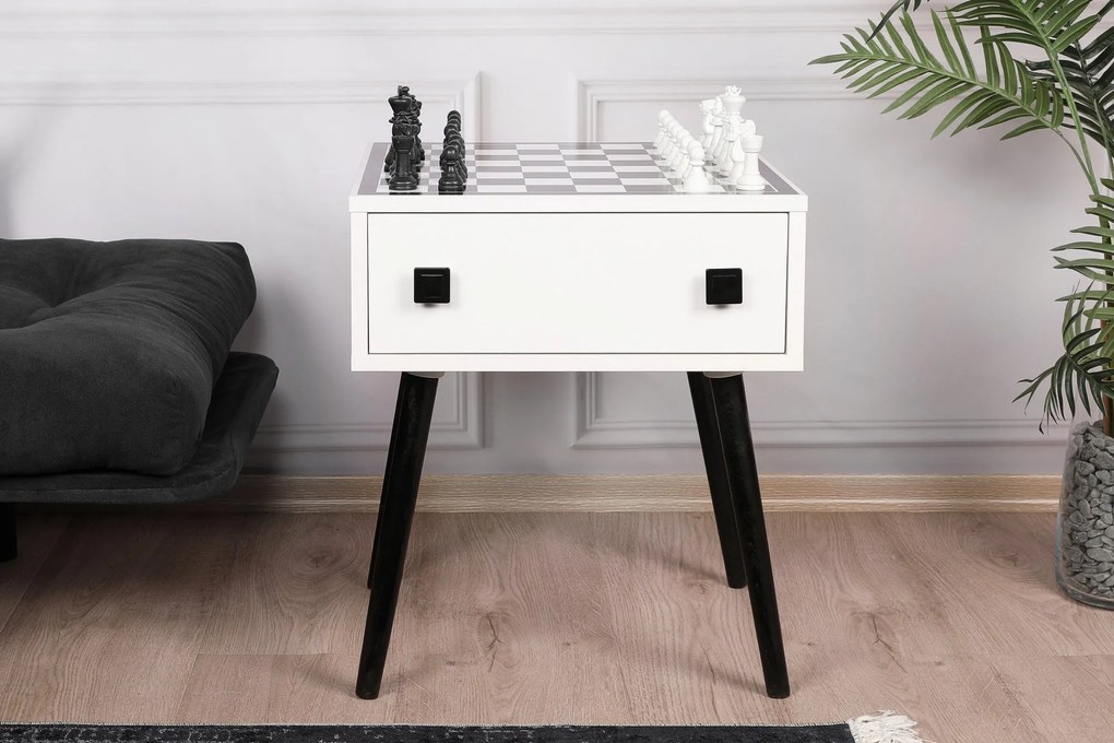 Mesa de Xadrez Chesso – Branco e Preto – 50x60x50 cm