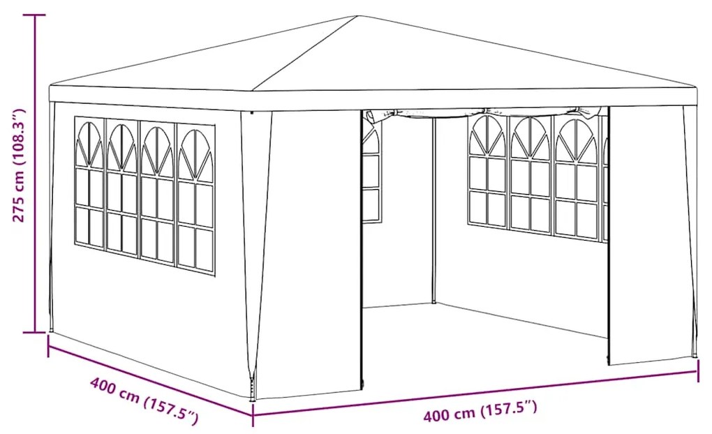 Tenda festas profissional c/ paredes laterais 4x4m 90g/m² azul