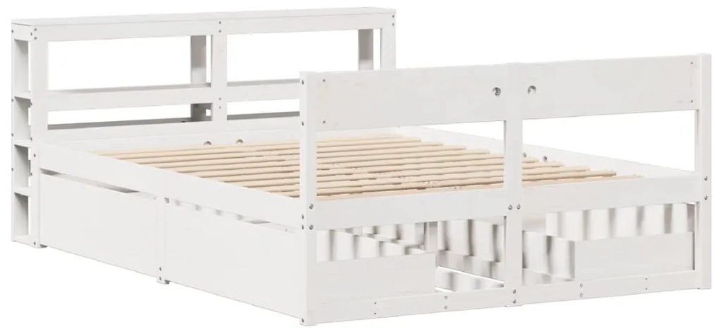 Cama sem colchão 135x190 cm madeira de pinho maciça branco