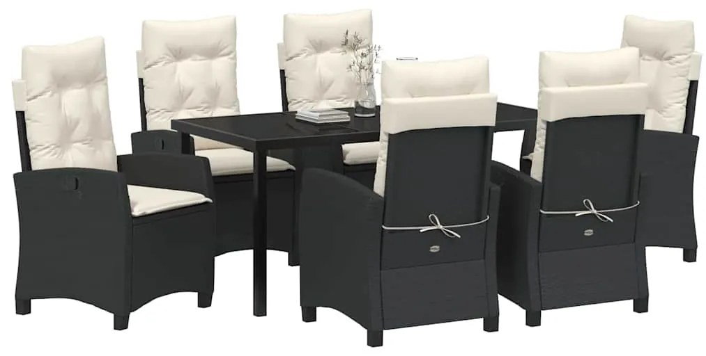 Conjunto de Jantar de Jardim com 7 Peças e Almofadas - Rattan Sintétic