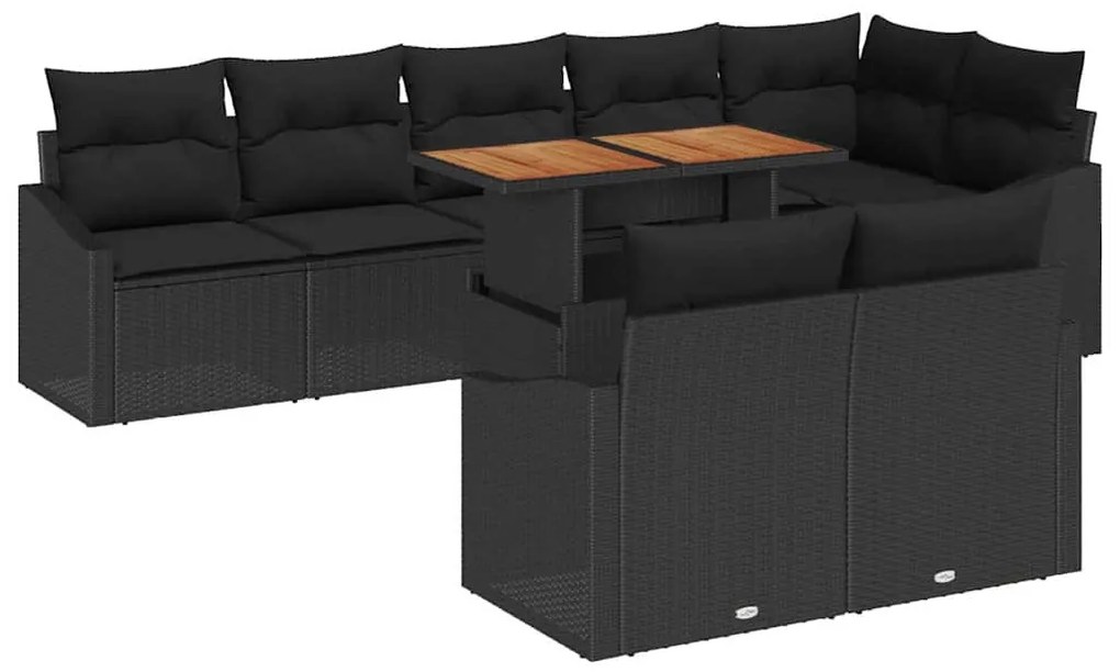 Conjunto de Jantar de Jardim com 9 Peças e Almofadas de Rattan Polipro