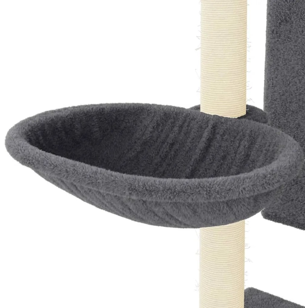 Árvore gatos c/ postes arranhadores sisal 130,5 cm cinza-escuro