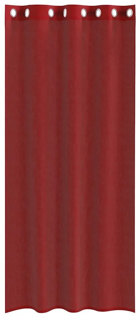 Cortinas de voile com ilhós 2 pcs vermelho tinto