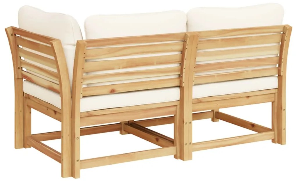 2 pcs conjunto lounge de jardim c/ almofadões acácia maciça