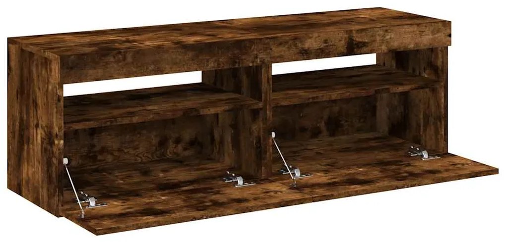 Mesas cabeceira c/ LEDs 2 pcs 60x35x40 cm carvalho fumado