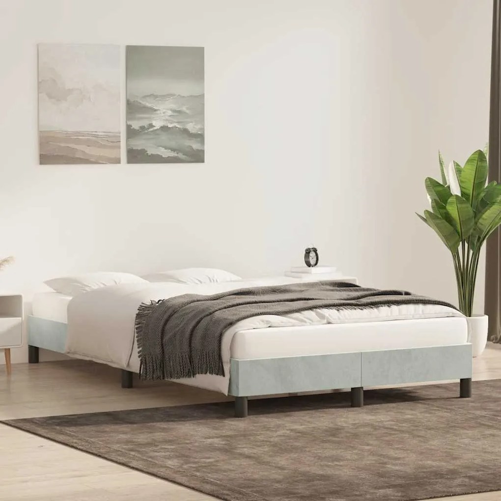 Estrutura de cama sem colchão 80x220 cm veludo cinzento-claro