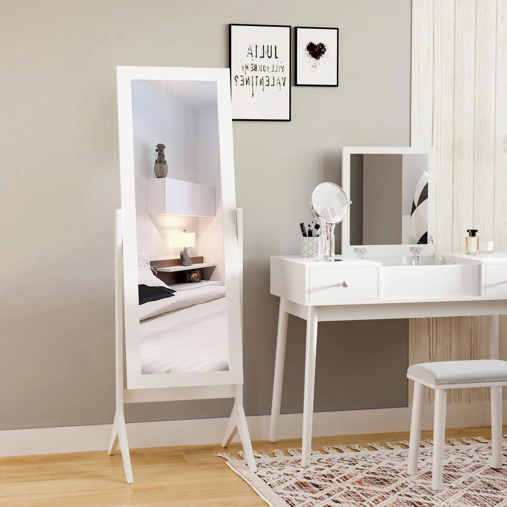 HOMCOM Espelho de maquiagem Recliner Nórdico para sala de estar Quarto de madeira branco 47x46x148cm