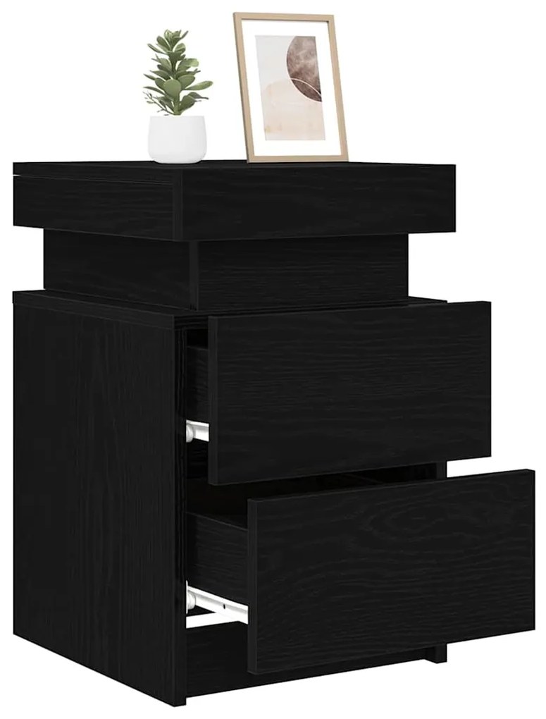 Cômoda de Canto vidaXL com Luzes LED 2 pcs Carvalho Preto 35x39x55 cm