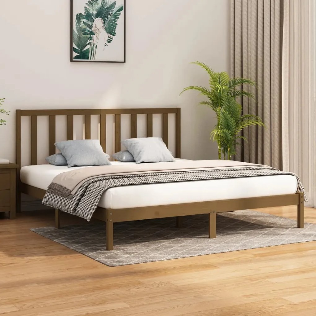3106791 vidaXL Estrutura de cama 200x200 cm madeira maciça castanho mel