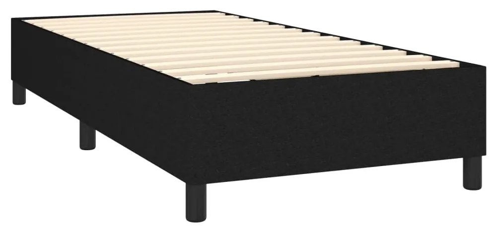 Cama box spring c/ colchão e LED 80x200 cm tecido preto