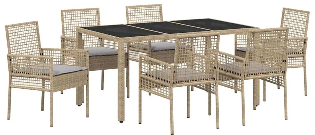 Conjunto de Jantar para Jardim 7 pcs Bege 150 x 90 x 75 cm