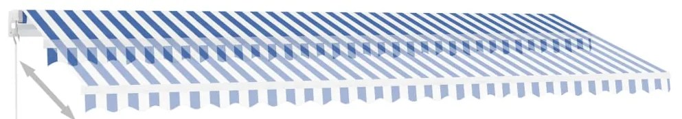 Toldo retrátil manual independente 500x300 cm azul e branco