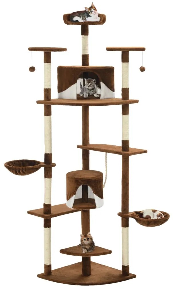 Árvore p/ gatos postes arranhadores sisal 203cm castanho/branco