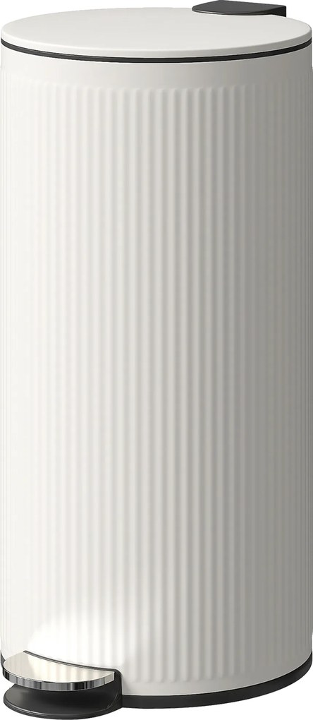 Balde do Lixo para Cozinha com Pedal 30L Cubo de Lixo Metálico com Tampa de Fecho Suave e Balde Removível 36x30x60,5 cm Creme