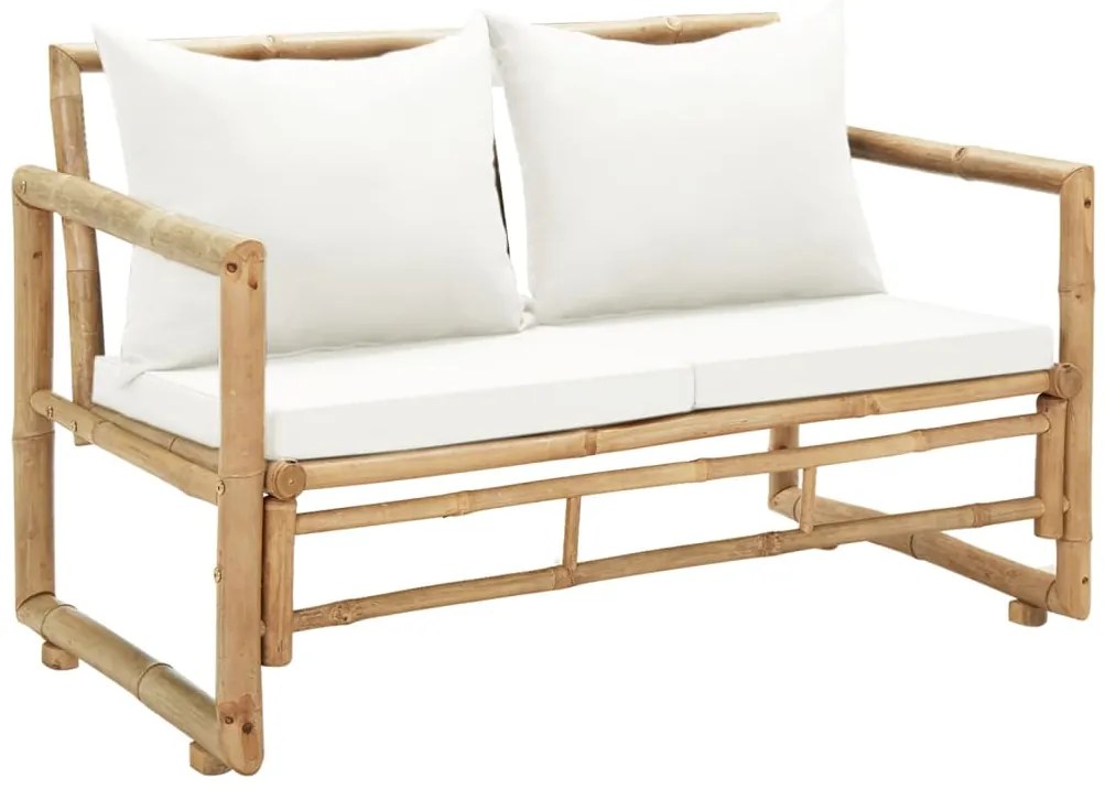 Sofá de jardim de 2 lugares com almofadões de bambu