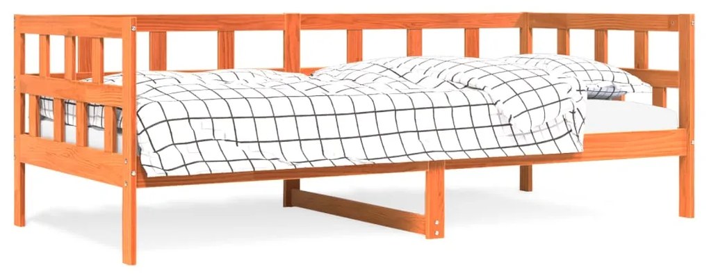 Sofá-cama 90x200 cm madeira de pinho maciça castanho cera