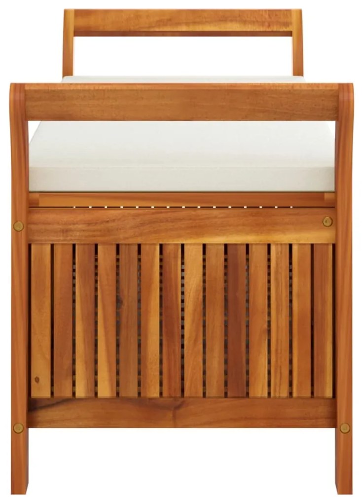 Banco de arrumação p/ jardim c/ almofadão 126 cm acácia maciça