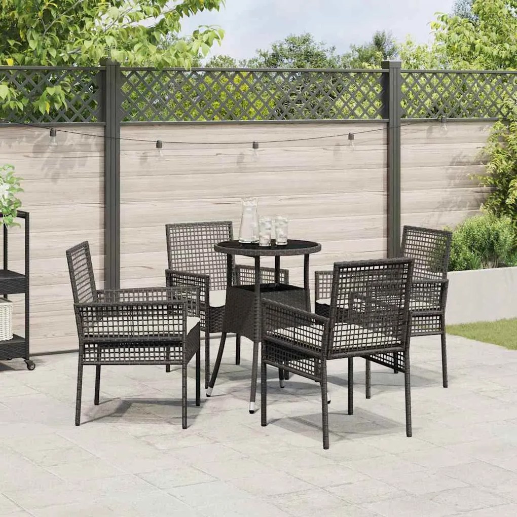 Conjunto de Jantar de 5 Peças para Jardim Preto Polirattan