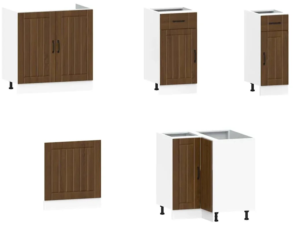 11 peças armário de cozinha conjunto Kalmar carvalho castanho