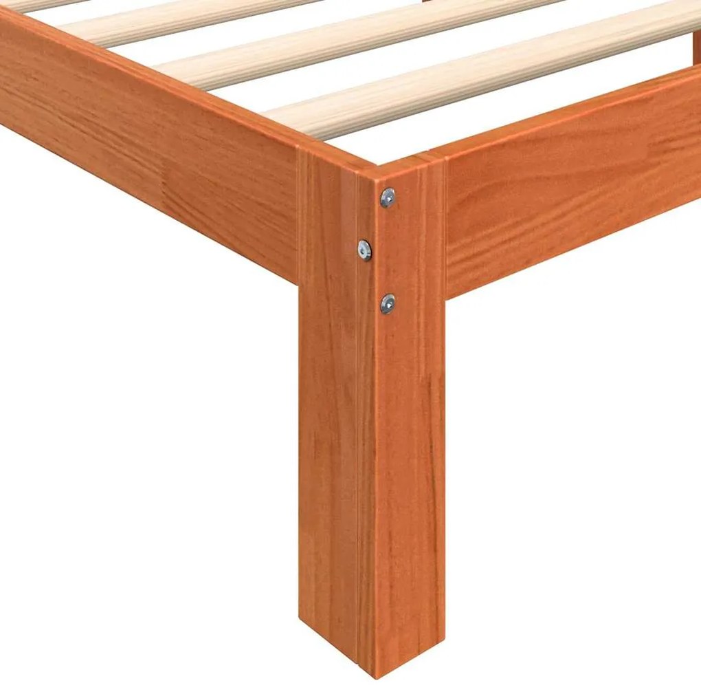 Estrutura de Cama Castanho Ceroso 200x200 cm Madeira Maciça de Pinho
