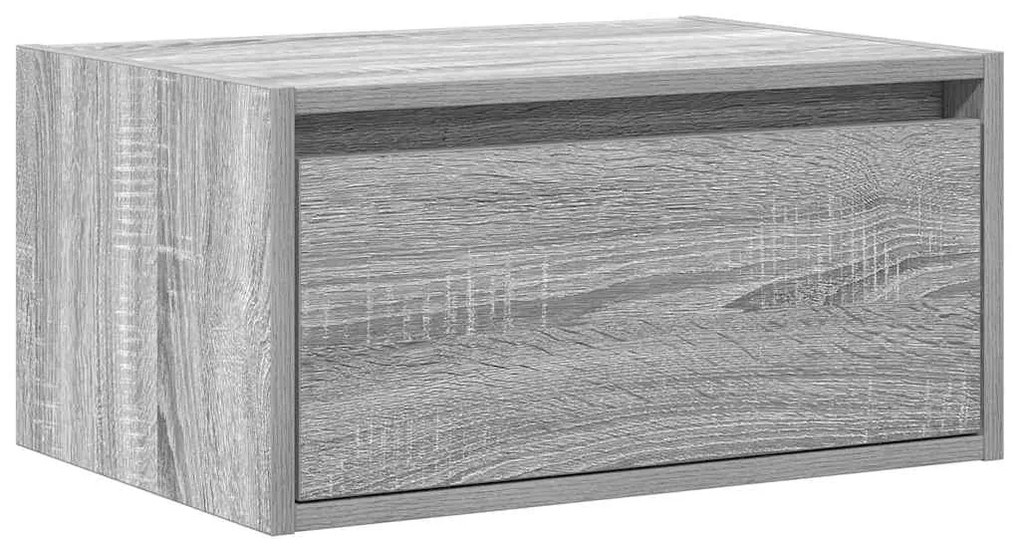 Mesa de cabeceira de parede com luzes LED cinzento sonoma