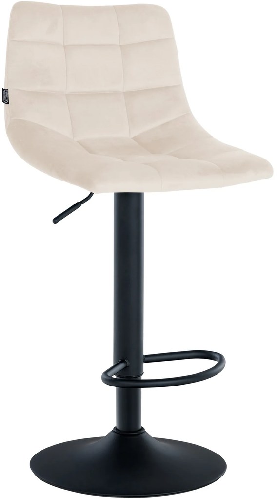Conjunto de 2 bancos de bar Jerry em veludo com estrutura preta 87-108,5 x 43 x 46,5 cm Creme