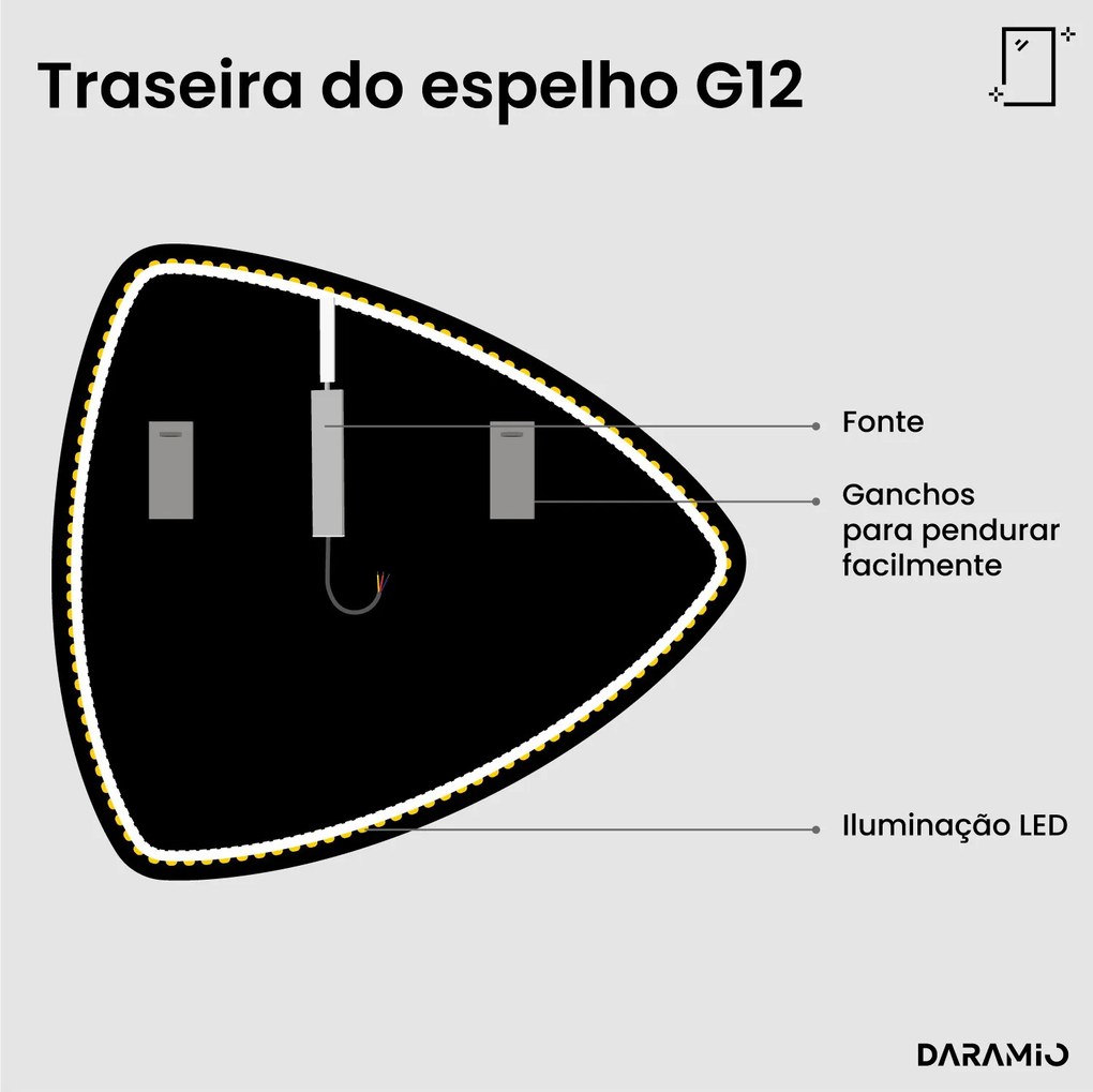 Espelho triangular com luz G12