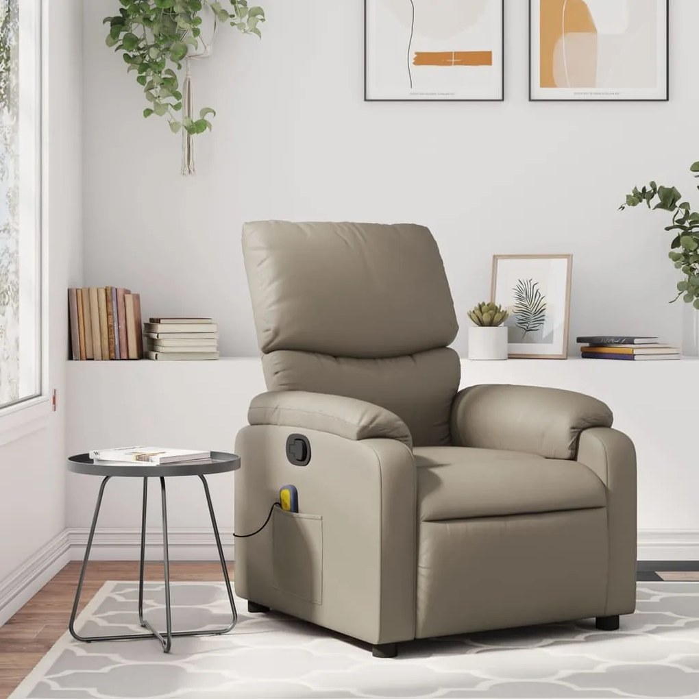 vidaXL Poltrona de massagens reclinável couro artificial cappuccino