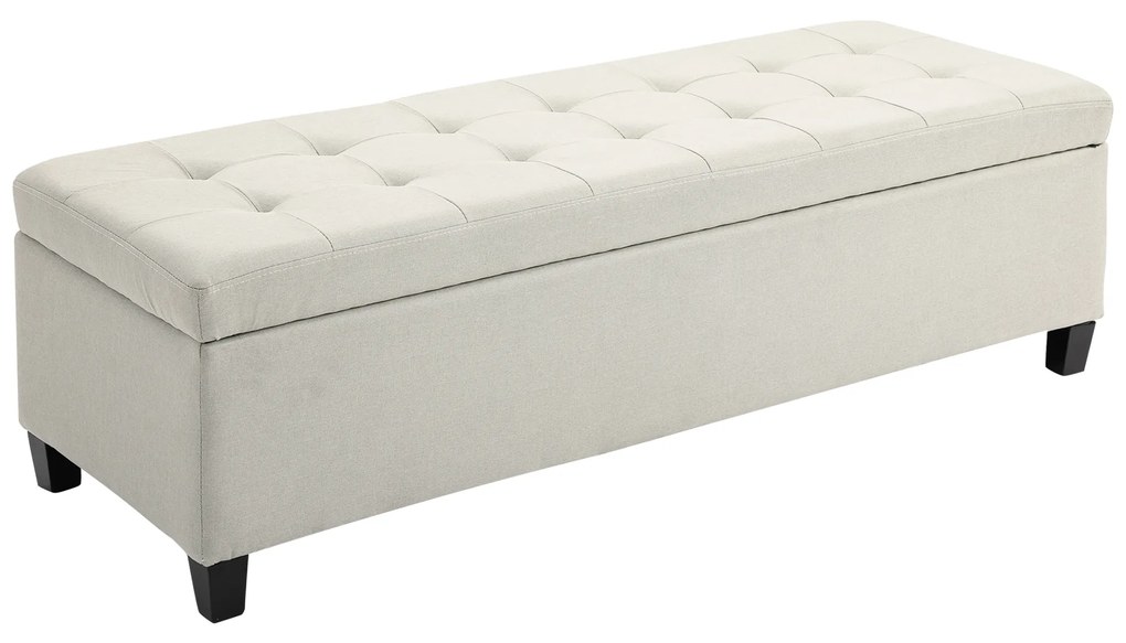 HOMCOM Banco Armazenamento Acolchoado Estofado Linho Tampa Abertura 125x49x415 cm Design Moderno Elegante Bege | Aosom Portugal