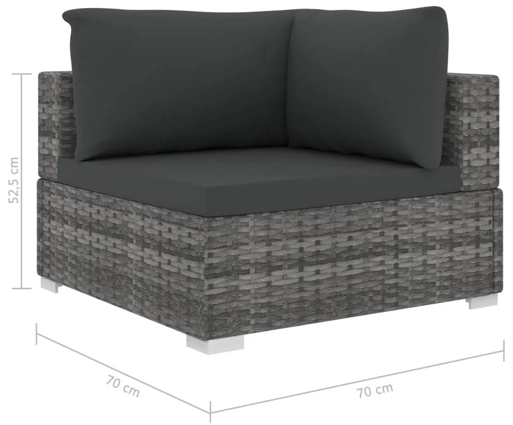 Conjunto lounge de jardim c/ almofadões 4 pcs vime PE cinzento