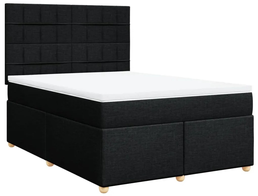 Cama com molas/colchão 140x200 cm tecido preto