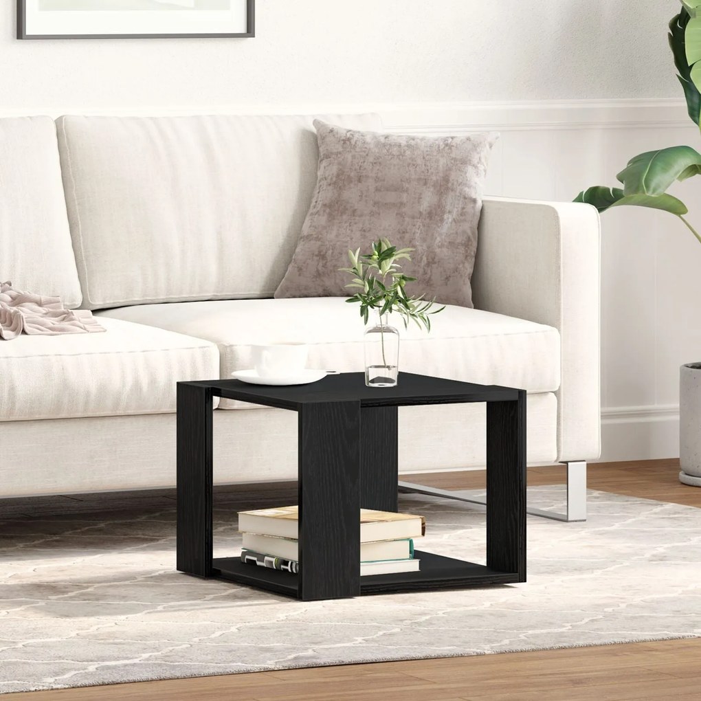 Mesa de Centro de madeira de engenheiro preto 40x40x30 cm