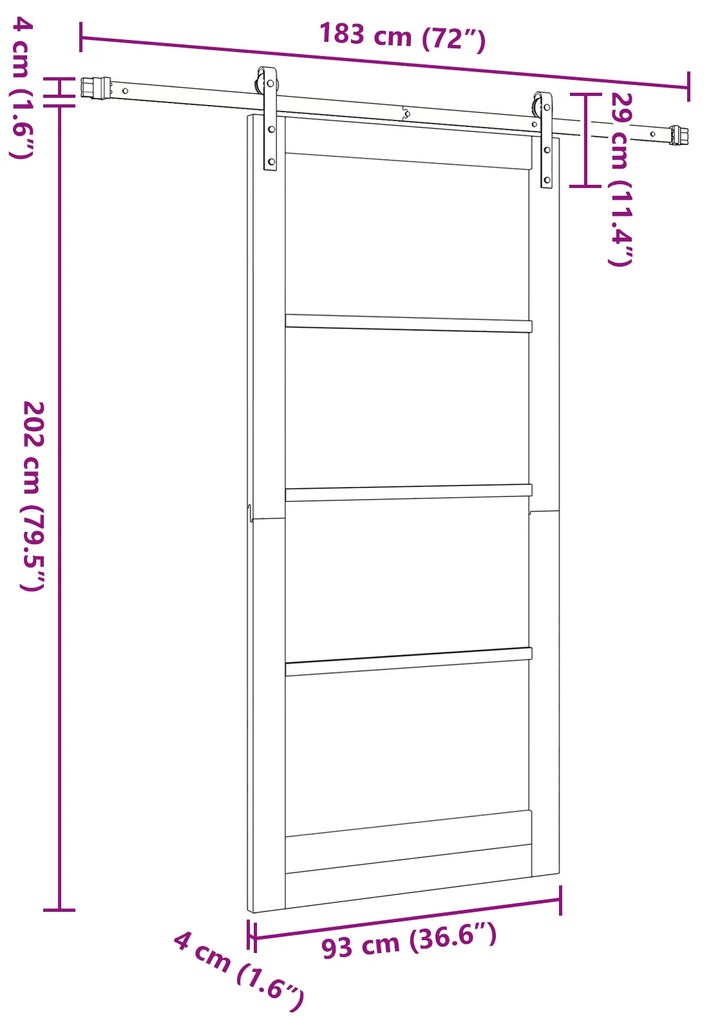 Porta Deslizante vidaXL com Conjunto de Ferragens Branca 93x202 cm Mad