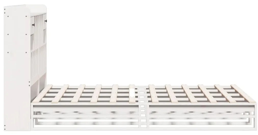 Cama com estante sem colchão 150x200 cm pinho maciço branco