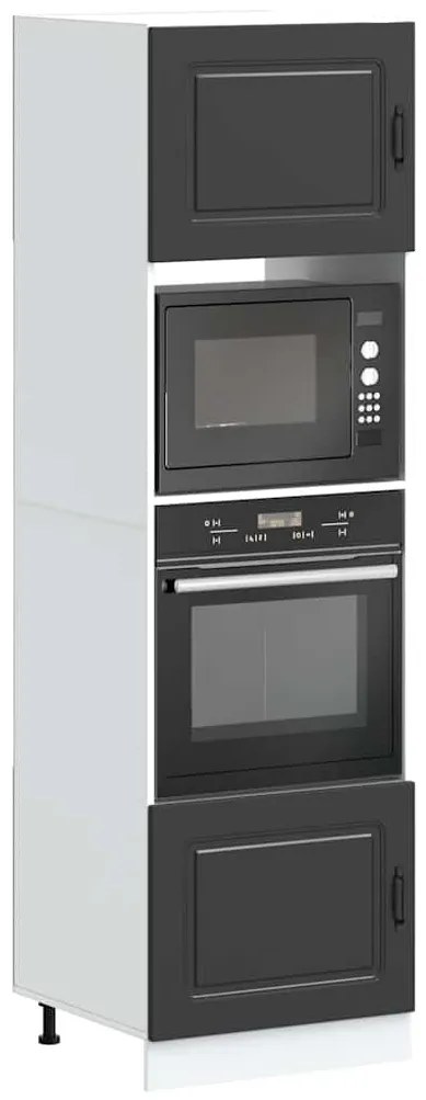 Armários forno 2 pcs Lucca derivados de madeira preto