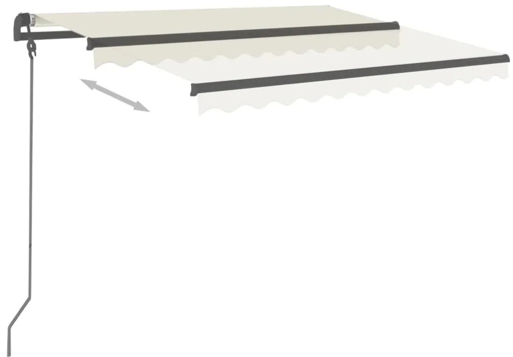 Toldo retrátil manual com postes 3,5x2,5 m cor creme