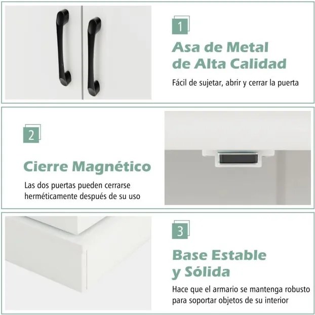 Armario Despensa com 2 portas e 16 moderno para sala de jantar 60 x 40 x 120 cm Branco
