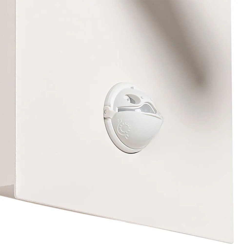 Candeeiro de parede exterior branco com sensor de movimento LED IP54 - Simon Moderno