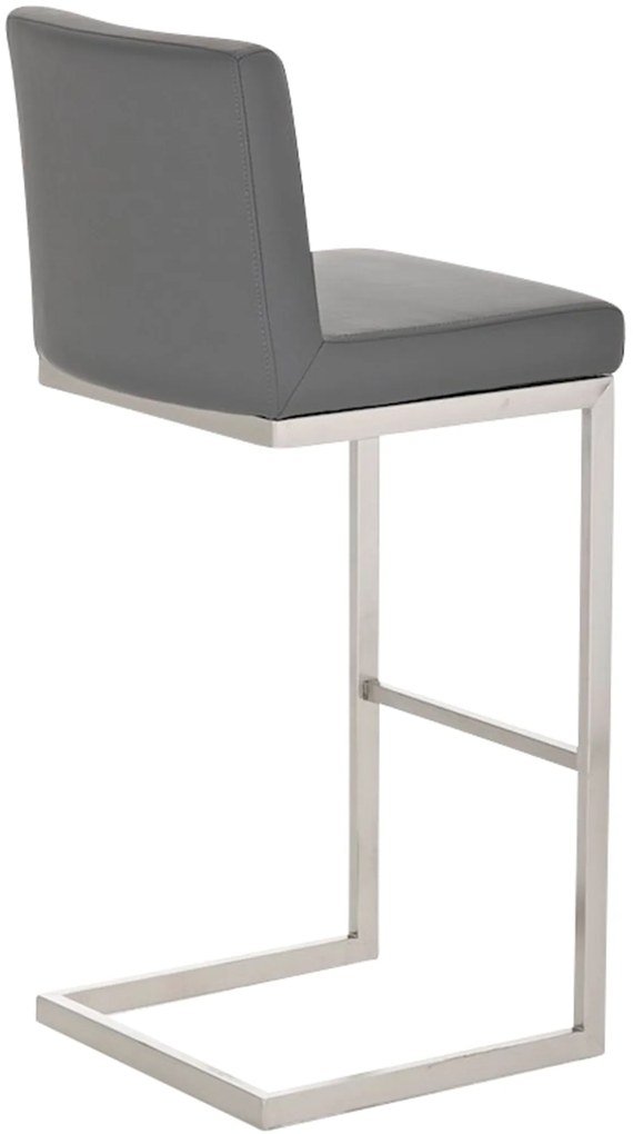 Banco de bar Paros em couro sintético 42 x 104 x 48 cm Cinzento