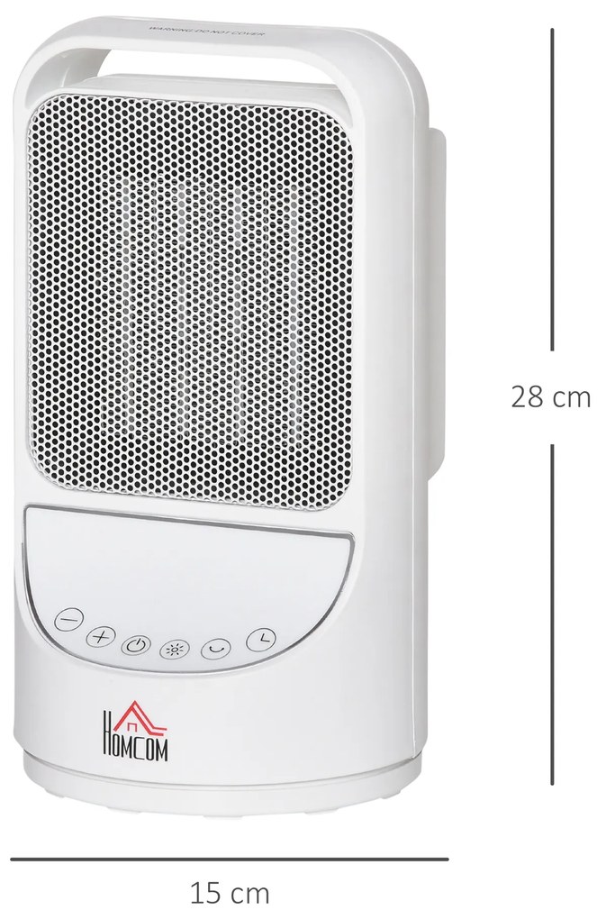 Aquecedor Cerâmico Portátil 2 Níveis de Potência 1000W/2000W com Controle Remoto Temporizador de 12h 3 Modos de Aquecimento e Oscilação de 45° Silenci