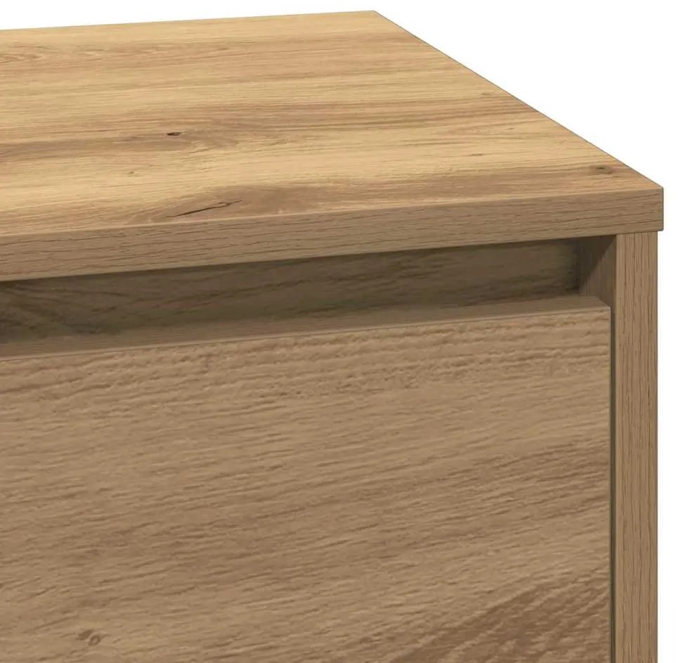 Criado-mudo vidaXL com LED Carvalho Artesanal 71x34,5x75 cm Madeira de