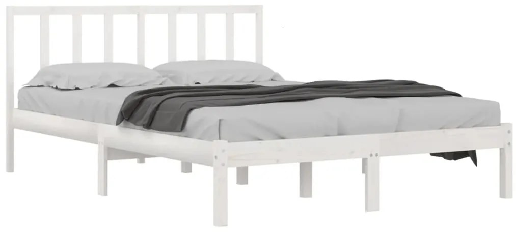 Estrutura de cama 160x200 cm madeira de pinho maciça branco