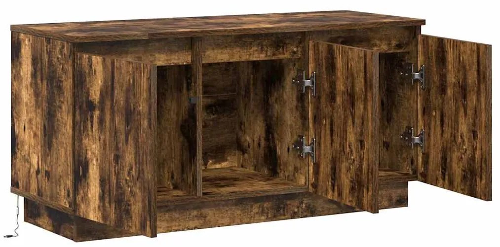 Armário de TV Carvalho Fumado 100x38x49 cm Madeira Engenheirada