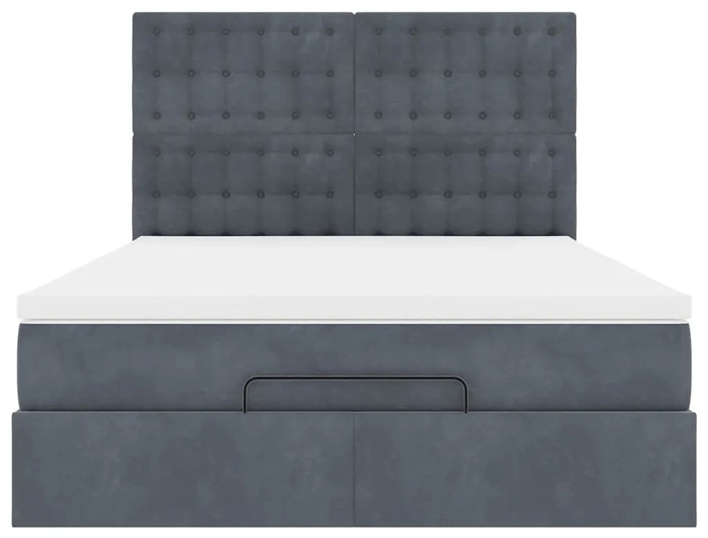 Estrutura de cama otomana colchões 140x200 cm cinzento escuro