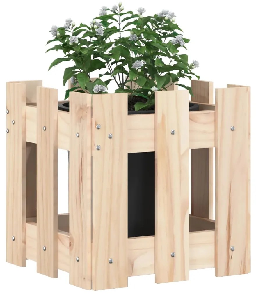 Vaso de jardim c/ design de cerca 30x30x30 cm pinho maciço